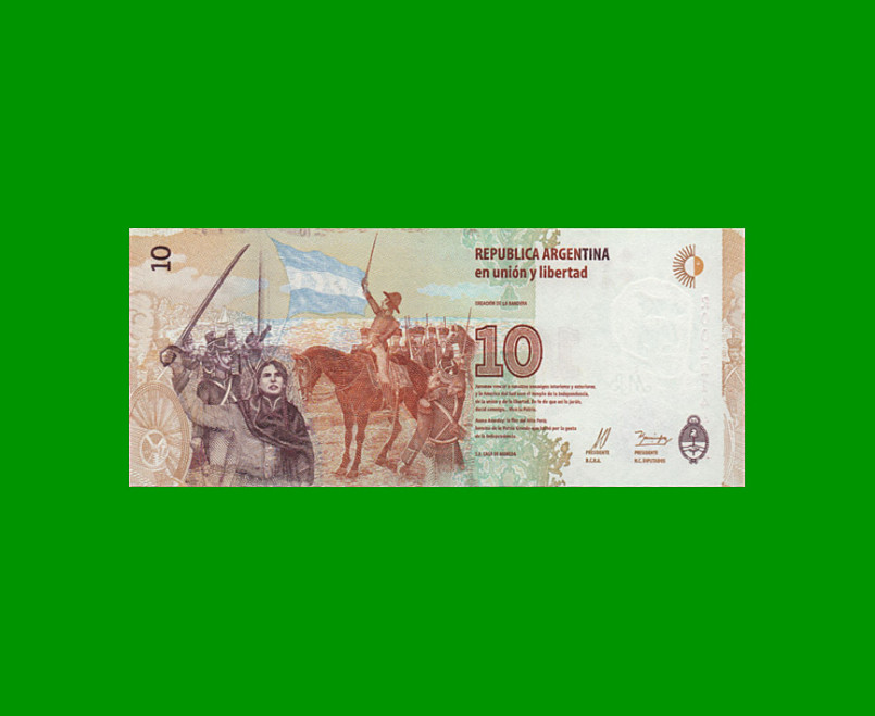 REPOSICION BILLETE CONVERTIBLE TERCER DISEÑO $ 10,00, BOT 4004, ESTADO SIN CIRCULAR.- - Imagen 2