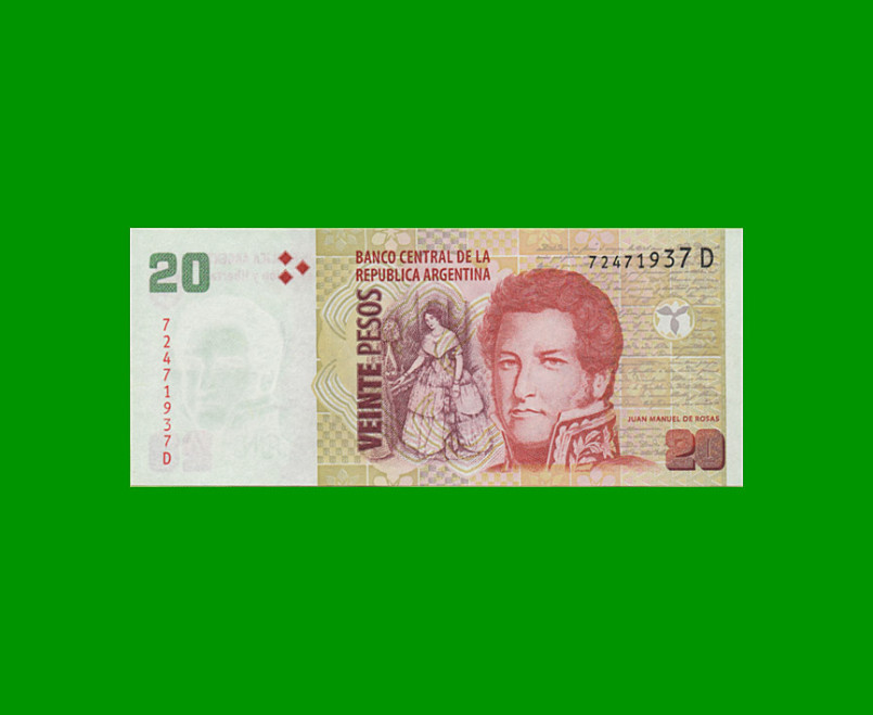 PESOS CONVERTIBLES 2do DISEÑO $20,00, BOT 3525, AÑO 2014, ESTADO SIN CIRCULAR.-