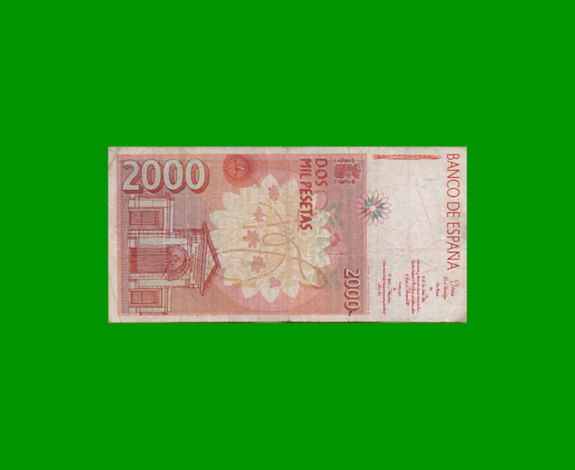 BILLETE DE ESPAÑA 2.000 PESETAS, PICK 162, AÑO 1992 ESTADO BUENO .- - Imagen 2