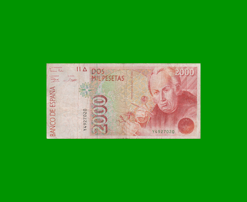 BILLETE DE ESPAÑA 2.000 PESETAS, PICK 162, AÑO 1992 ESTADO BUENO .-