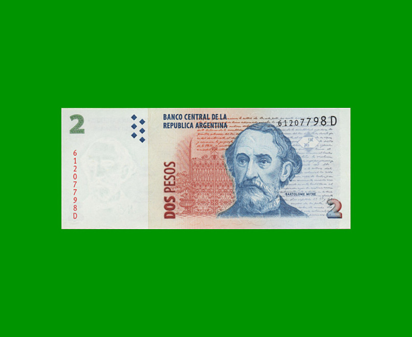 PESOS CONVERTIBLES 2do DISEÑO $2,00, BOT 3212 AÑO 2002, ESTADO SIN CIRCULAR.-