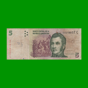 PESOS CONVERTIBLES 2do DISEÑO $5,00, BOT 3310, AÑO 2002, ESTADO BUENO.-