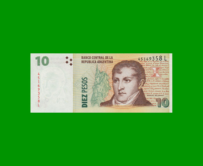 PESOS CONVERTIBLES 2do DISEÑO $10,00, BOT 3436, AÑO 2011, ESTADO EXCELENTE.-