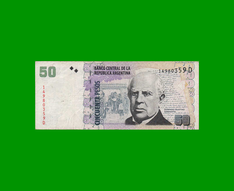 PESOS CONVERTIBLES 2do DISEÑO $50,00, BOT 3622a, AÑO 2010, ESTADO BUENO+ .-