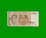 BILLETE DE YUGOSLAVIA 100 DINARA, PICK 105a, AÑO 1990 ESTADO BUENO+ .-