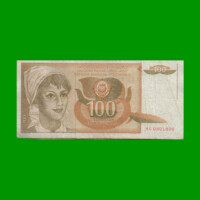 BILLETE DE YUGOSLAVIA 100 DINARA, PICK 105a, AÑO 1990 ESTADO BUENO.-