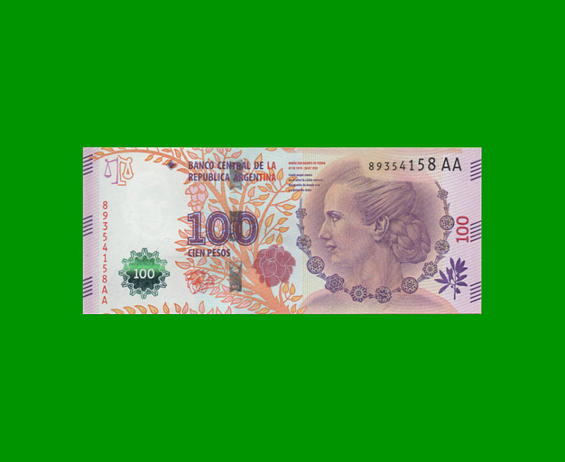 PESOS 3er DISEÑO $100,00, BOT 4334, AÑO 2016, ESTADO EXCELENTE+.-