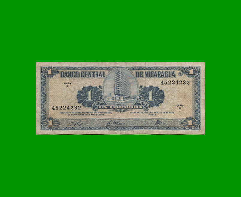 BILLETE DE NICARAGUA 1 CORDOBA, PICK 115, ESTADO BUENO .-