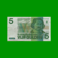 BILLETE DE HOLANDA 5 GULDEN, PICK 95, AÑO 1944, ESTADO BUENO .-