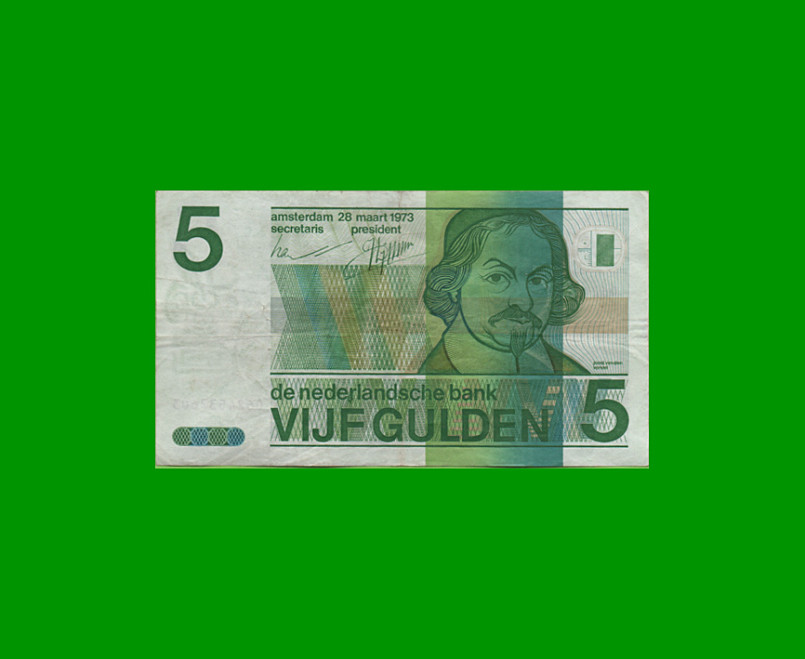 BILLETE DE HOLANDA 5 GULDEN, PICK 95, AÑO 1944, ESTADO BUENO .-