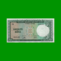 BILLETE DE VIETNAM DEL SUR 20 DONG, PICK 16, AÑO 1964, ESTADO MUY BUENO .-