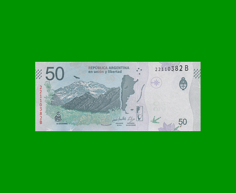 PESOS 3er DISEÑO $50,00, BOT 5205, AÑO 2019, ESTADO SIN CIRCULAR.- - Imagen 2