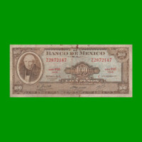 BILLETE DE MEXICO $100,00 PICK 61 i, AÑO 1972, ESTADO BUENO+ .-