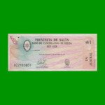 BONO DE SALTA 1,00 DE AUSTRAL, EC 055, AÑO 1987, ESTADO MUY BUENO+.-