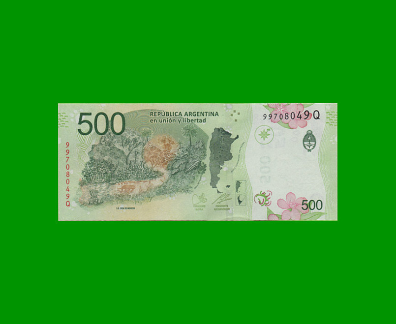 PESOS 3er DISEÑO $500,00, COL 5827, SERIE Q, ESTADO SIN CIRCULAR.- - Imagen 2