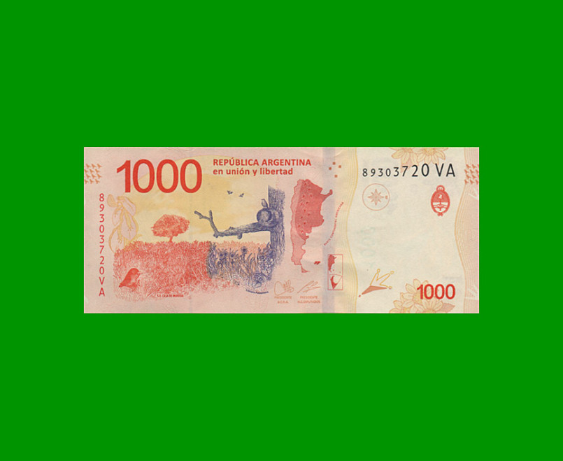 PESOS 3er DISEÑO $1.000,00, COL 6060, SERIE VA, ESTADO SIN CIRCULAR.- - Imagen 2