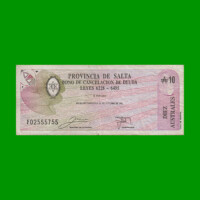 BONO DE SALTA 10,00 DE AUSTRALES, EC 064, AÑO 1988, ESTADO BUENO.-