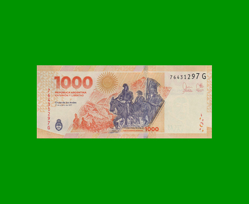 HEROÍNAS Y HÉROES DE LA PATRIA, $1.000 BOT 7007, AÑO 2023, SERIE G SIN CIRCULAR.- - Imagen 2