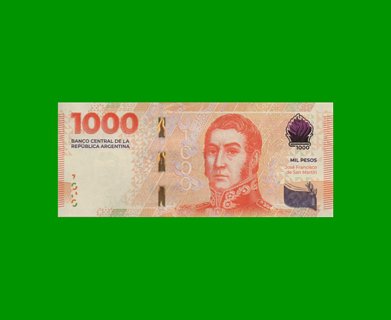 HEROÍNAS Y HÉROES DE LA PATRIA, $1.000 BOT 7007, AÑO 2023, SERIE G SIN CIRCULAR.-