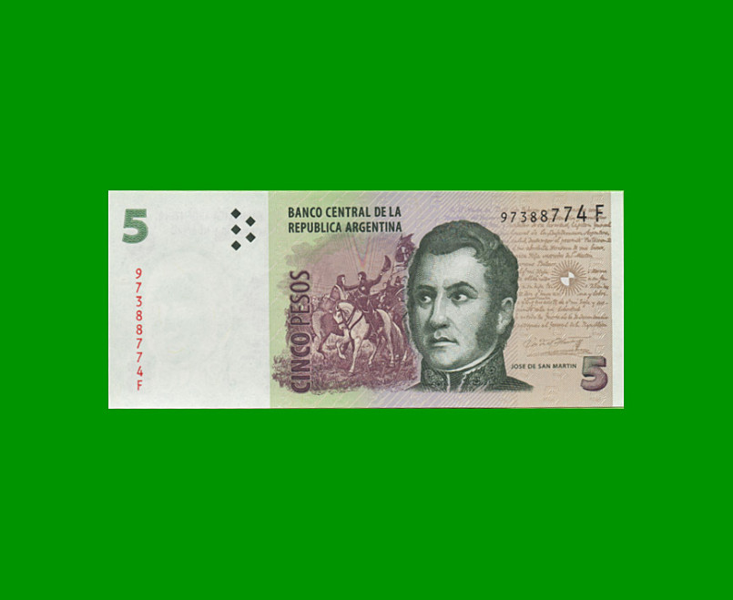 PESOS CONVERTIBLES 2do DISEÑO $5,00, BOT 3327, AÑO 2011, ESTADO SIN CIRCULAR.-