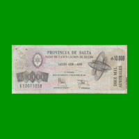 BONO DE SALTA 10.000,00 DE AUSTRALES, EC 080, AÑO 1990, ESTADO BUENO.-