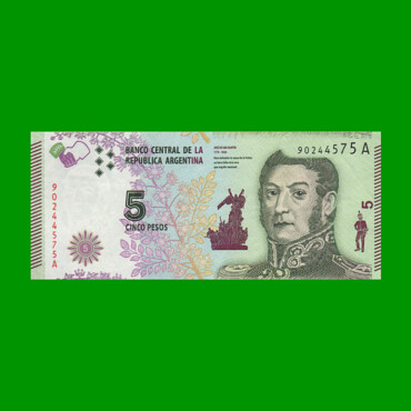 PESOS 3er DISEÑO $5,00, BOT 3901, AÑO 2015, ESTADO EXCELENTE-.-