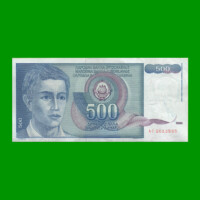 BILLETE DE YUGOSLAVIA 500 DINARA, PICK 106a, AÑO 1990 ESTADO MUY BUENO+ .-