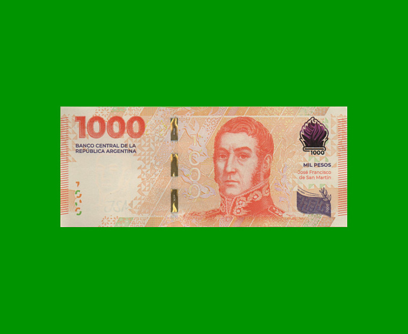 HEROÍNAS Y HÉROES DE LA PATRIA, $1.000 BOT 7009, AÑO 2023, SERIE J SIN CIRCULAR.-