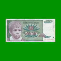 BILLETE DE YUGOSLAVIA 50.000 DINARA, PICK 117, AÑO 1992 ESTADO EXCELENTE- .-