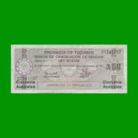 BONO DE TUCUMAN 50,00 AUSTRALES, EC 118, AÑO 1989, ESTADO BUENO+.-