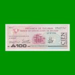 BONO DE TUCUMAN 100,00 AUSTRALES, EC 121, AÑO 1989, ESTADO SIN CIRCULAR.-
