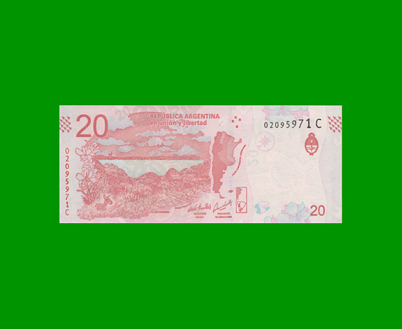 PESOS 3er DISEÑO $20,00, BOT 5006, AÑO 2020, ESTADO SIN CIRCULAR.- - Imagen 2