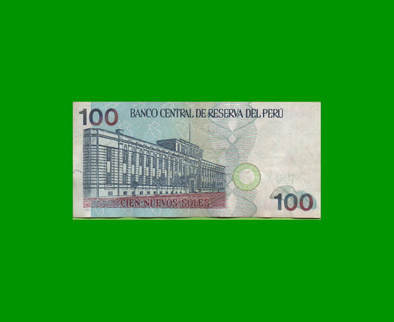 BILLETE DE PERU 100 NUEVOS SOLES, PICK 181 AÑO 2006, ESTADO MUY BUENO- .- - Imagen 2