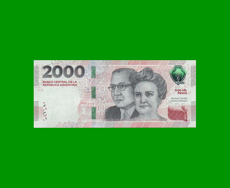 HEROÍNAS Y HÉROES DE LA PATRIA, $2.000 NUEVO DISEÑO, BOT 8002 AÑO 2023, SERIE F, SIN CIRCULAR.-