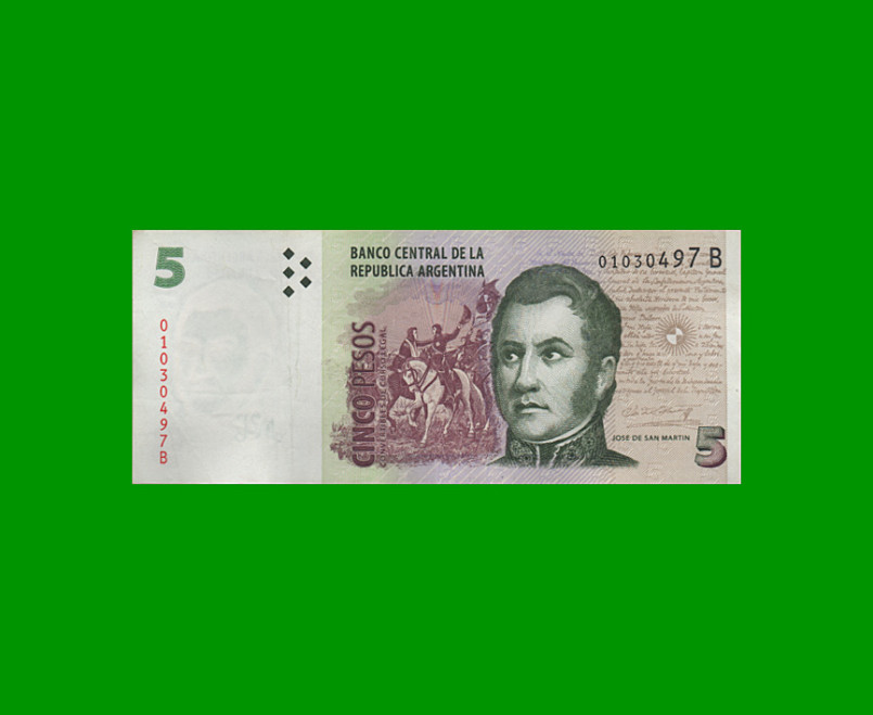 PESOS CONVERTIBLES 2do DISEÑO $5,00, BOT 3301, AÑO 1998, ESTADO  MUY BUENO- .-