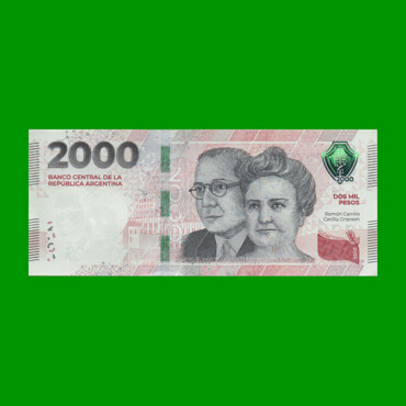 HEROÍNAS Y HÉROES DE LA PATRIA, $2.000 NUEVO DISEÑO, BOT 8006 AÑO 2023, SERIE G, SIN CIRCULAR.-