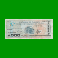 BONO DE TUCUMAN 500,00 AUSTRALES, EC 122, AÑO 1989, ESTADO MUY BUENO.-