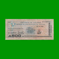 BONO DE TUCUMAN 500,00 AUSTRALES, EC 122, AÑO 1989, ESTADO BUENO+.-
