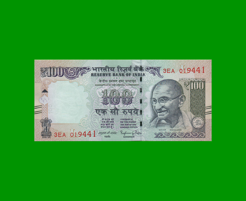 BILLETE DE INDIA 100 RUPIAS, PICK 105q, ESTADO SIN CIRCULAR.-