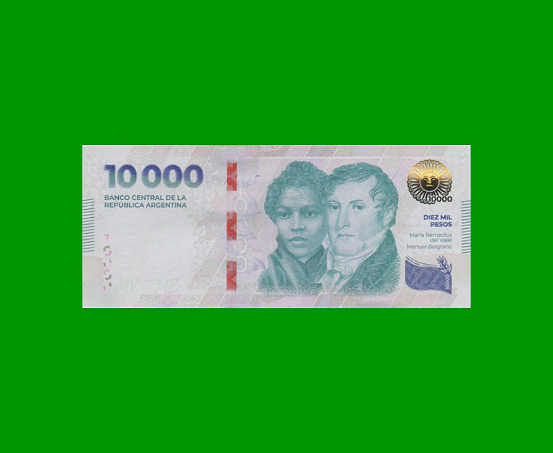 HEROÍNAS Y HÉROES DE LA PATRIA, $10.000 NUEVO DISEÑO, BOT 9000 AÑO 2024, SERIE A, SIN CIRCULAR.-