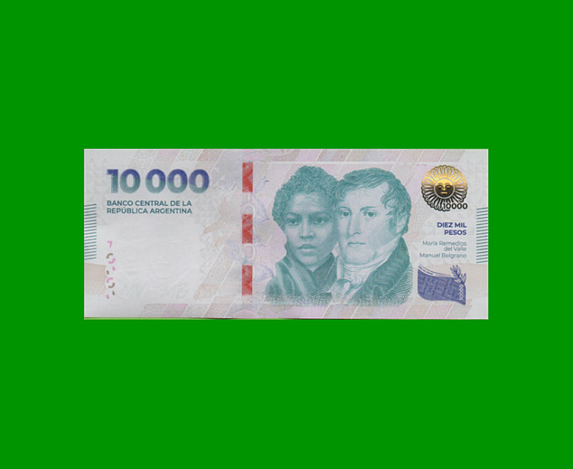 HEROÍNAS Y HÉROES DE LA PATRIA, $10.000 NUEVO DISEÑO, BOT 9001 AÑO 2024, SERIE B, SIN CIRCULAR.-