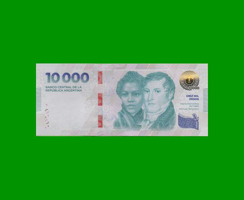 HEROÍNAS Y HÉROES DE LA PATRIA, $10.000 NUEVO DISEÑO, BOT 9002 AÑO 2024, SERIE C, SIN CIRCULAR.-