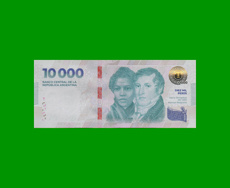 HEROÍNAS Y HÉROES DE LA PATRIA, $10.000 NUEVO DISEÑO, BOT 9004 AÑO 2024, SERIE E, SIN CIRCULAR.-