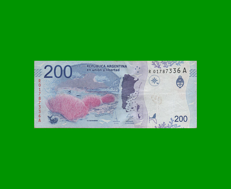 REPOSICION BILLETE CONVERTIBLE TERCER DISEÑO $ 200,00, BOT 5608, ESTADO BUENO+ .- - Imagen 2