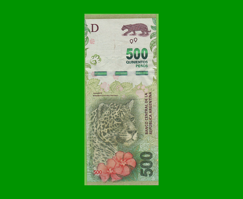 REPOSICION BILLETE CONVERTIBLE TERCER DISEÑO $ 500,00, BOT 5812, ESTADO MUY BUENO.-