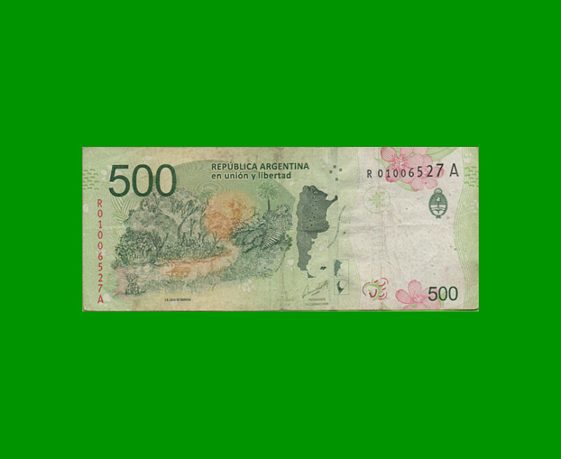 REPOSICION BILLETE CONVERTIBLE TERCER DISEÑO $ 500,00, BOT 5812, ESTADO MUY BUENO-.- - Imagen 2