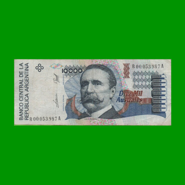 REPOSICION BILLETE DE 10.000 AUSTRALES, BOT 2882, ESTADO MUY BUENO .-