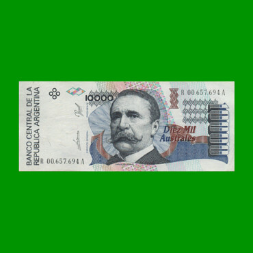 REPOSICION BILLETE DE 10.000 AUSTRALES, BOT 2882, ESTADO MUY BUENO+.-
