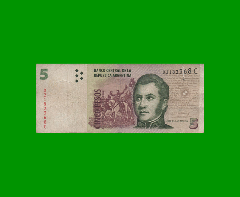 PESOS CONVERTIBLES 2do DISEÑO $5,00, BOT 3310, AÑO 2002, ESTADO BUENO.-