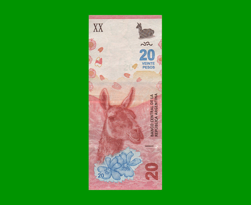 REPOSICION BILLETE TERCER DISEÑO $ 20,00, BOT NEW, ESTADO MUY BUENO.-